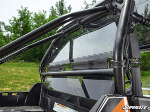 SuperATV rear windshield on a Polaris RZR 800, installed close-up