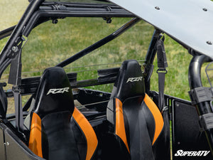 SuperATV rear windshield on a Polaris RZR 800, cab view