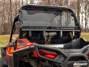 SuperATV rear vented windshield on a Polaris RZR 900, detail view