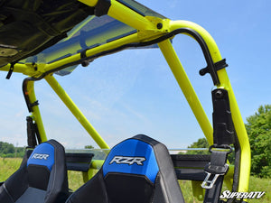SuperATV rear windshield on a Polaris RZR 900, angle view