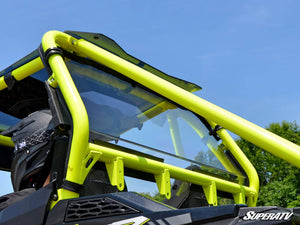 SuperATV rear windshield on a Polaris RZR 900, installed close-up