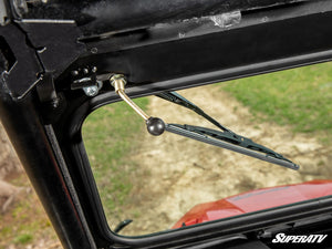 SuperATV flip down glass windshield on a Polaris RZR, alternate angle
