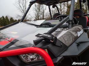 SuperATV flip down windshield on a Polaris RZR, side view
