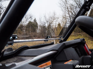 SuperATV flip down windshield on a Polaris RZR, cab view
