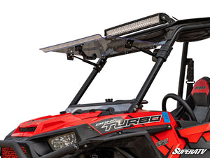 SuperATV flip windshield on a Polaris RZR, front view