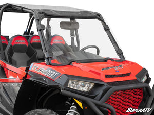 SuperATV full polycarbonate windshield on a Polaris RZR, cab view