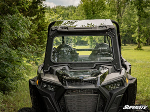 SuperATV glass windshield on a Polaris RZR, angle view