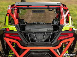 SuperATV rear vented windshield on a Polaris RZR Pro R, angle view