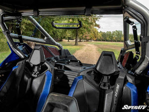 SuperATV rear vented windshield on a Polaris RZR Pro R, installed close-up