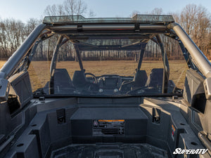 SuperATV rear windshield on a Polaris RZR Pro R, detail view