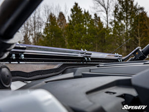 SuperATV flip down windshield on a Polaris RZR Pro XP, cab view