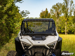 SuperATV full windshield on a Polaris RZR Pro XP, angle view