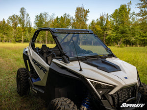 SuperATV full windshield on a Polaris RZR Pro XP, detail view