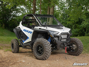 SuperATV glass windshield on a Polaris RZR Pro XP, angle view