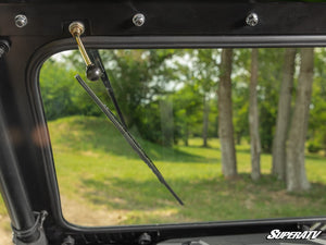 SuperATV glass windshield on a Polaris RZR Pro XP, installed close-up