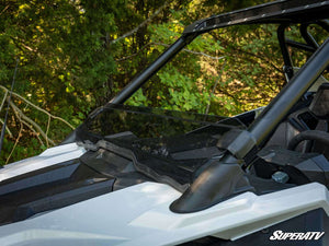 SuperATV half windshield on a Polaris RZR Pro XP, angle view