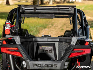 SuperATV rear vented windshield on a Polaris RZR Turbo R, angle view