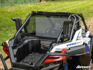 SuperATV rear windshield on a Polaris RZR Pro XP, side view