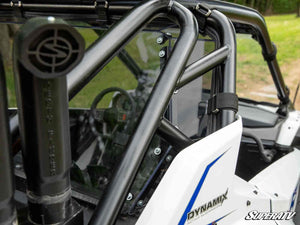 SuperATV rear windshield on a Polaris RZR Pro XP, installed close-up