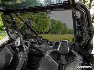 SuperATV rear windshield on a Polaris RZR Pro XP, mounted view