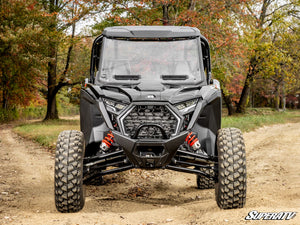 SuperATV vented full windshield on a Polaris RZR Pro R, installed close-up
