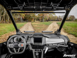 SuperATV vented full windshield on a Polaris RZR Pro R, mounted view