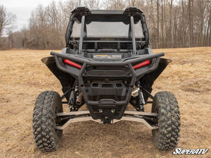 SuperATV rear vented windshield on a Polaris RZR, installed close-up