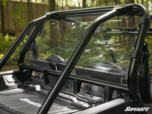 SuperATV rear windshield on a Polaris RZR, angle view