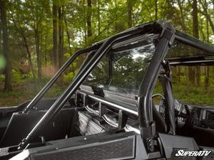 SuperATV rear windshield on a Polaris RZR, cab view