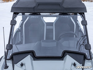 SuperATV full windshield on a Polaris RZR Trail, angle view