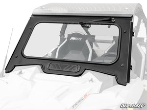 SuperATV glass windshield on a Polaris RZR Trail, front view