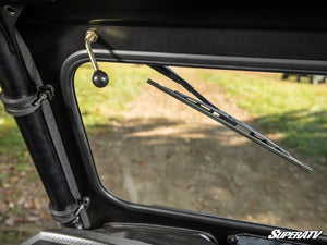 SuperATV glass windshield on a Polaris RZR Trail, detail view