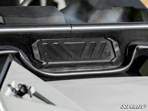 SuperATV glass windshield on a Polaris RZR Trail, mounted view