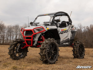 SuperATV vented full windshield on a Polaris RZR Trail, angle view