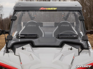 SuperATV vented full windshield on a Polaris RZR Trail, detail view