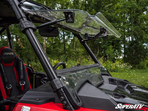 SuperATV flip windshield on a Polaris RZR XP Turbo S, cab view