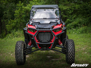 SuperATV flip windshield on a Polaris RZR XP Turbo S, detail view