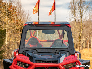 SuperATV glass windshield on a Polaris RZR XP Turbo S, mounted view