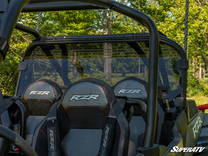 SuperATV rear windshield on a Polaris RZR XP Turbo S, angle view