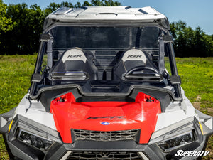 SuperATV vented full windshield on a Polaris RZR, cab view