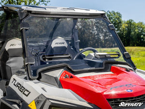 SuperATV vented full windshield on a Polaris RZR, detail view