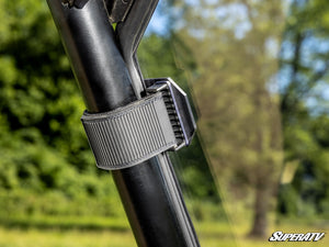 SuperATV vented full windshield on a Polaris RZR, hardware detail
