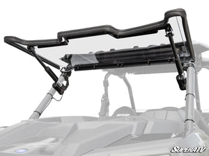 SuperATV MaxDrive power flip windshield on a Polaris RZR XP 1000, front view