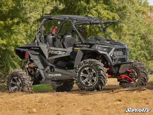 SuperATV MaxDrive power flip windshield on a Polaris RZR XP 1000, cab view
