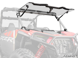 SuperATV flip windshield on a 2024+ Polaris RZR XP, front view