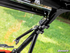 SuperATV flip windshield on a 2024+ Polaris RZR XP, profile view
