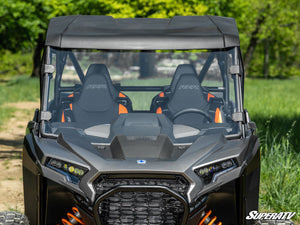 SuperATV full windshield on a 2024+ Polaris RZR XP, angle view