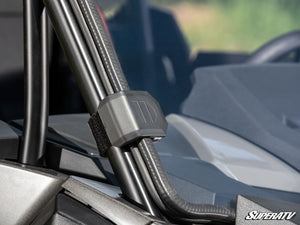 SuperATV full windshield on a 2024+ Polaris RZR XP, installed close-up