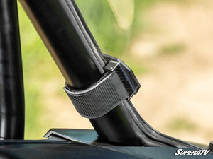 SuperATV full windshield on a 2024+ Polaris RZR XP, mounted view