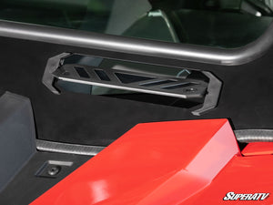 SuperATV glass windshield on a 2024+ Polaris RZR XP, cab view